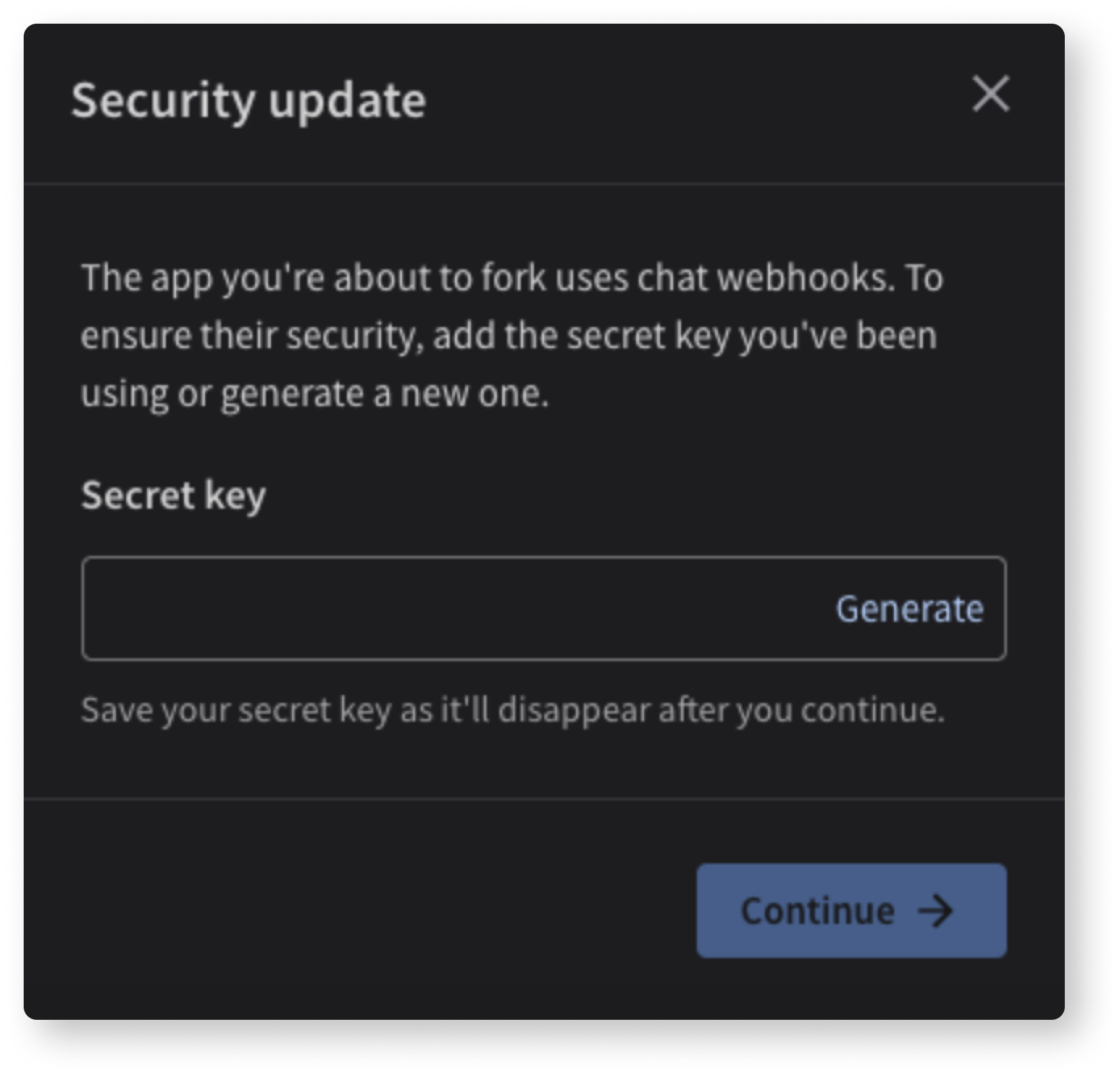Forking Apps security modal