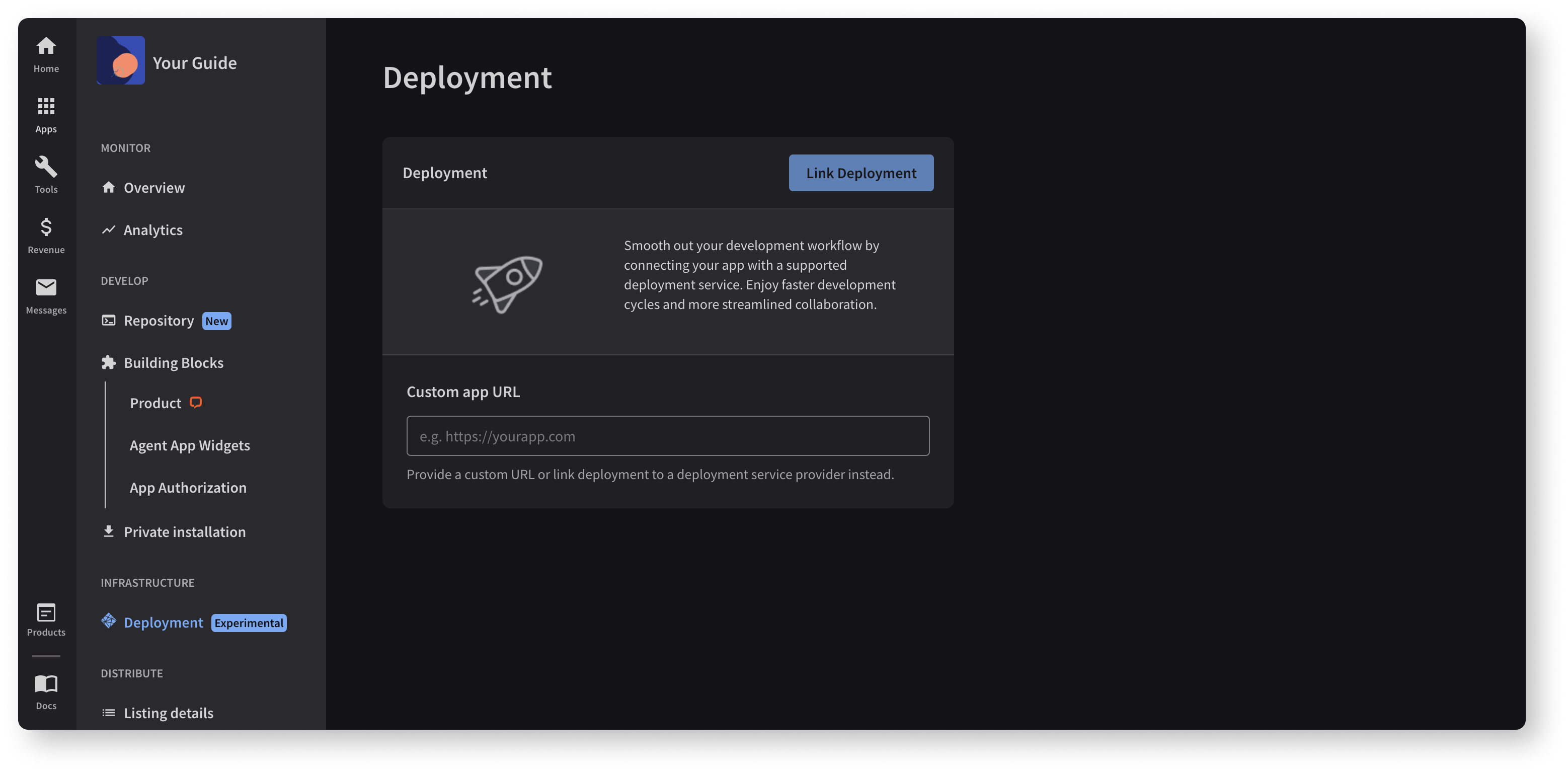 LiveChat Dev Console Deployment block