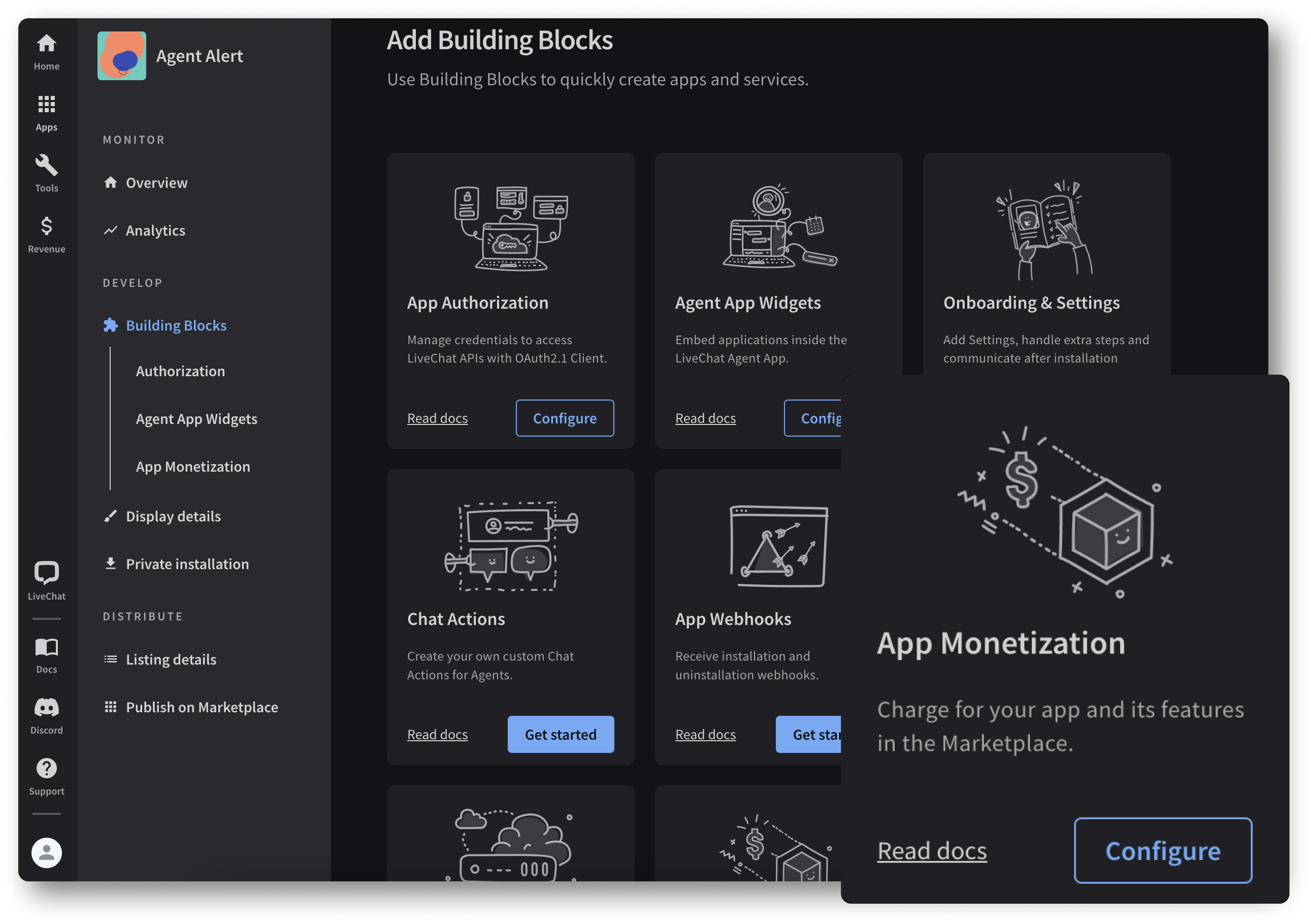 LiveChat App Monetization Block