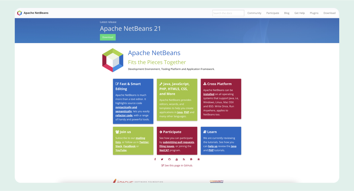 Apache Netbeans website