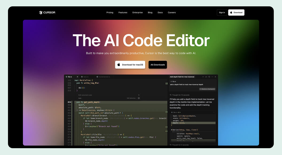 Cursor AI website banner