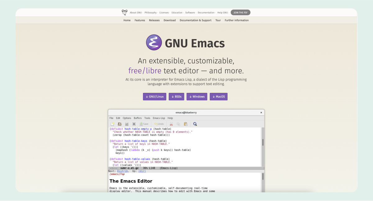 Emacs website