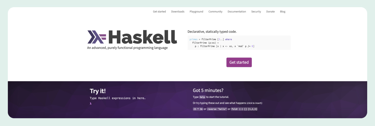 Haskell website banner