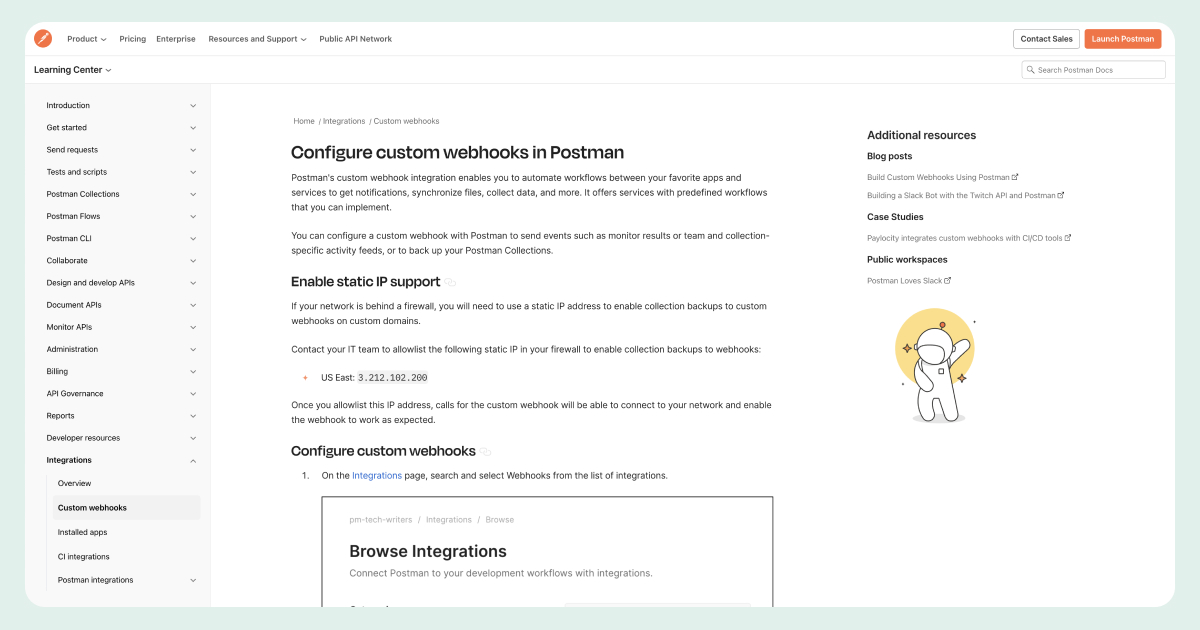 Postman webhooks website