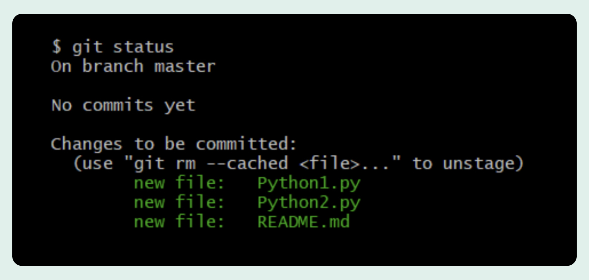 Text Platform Git status command