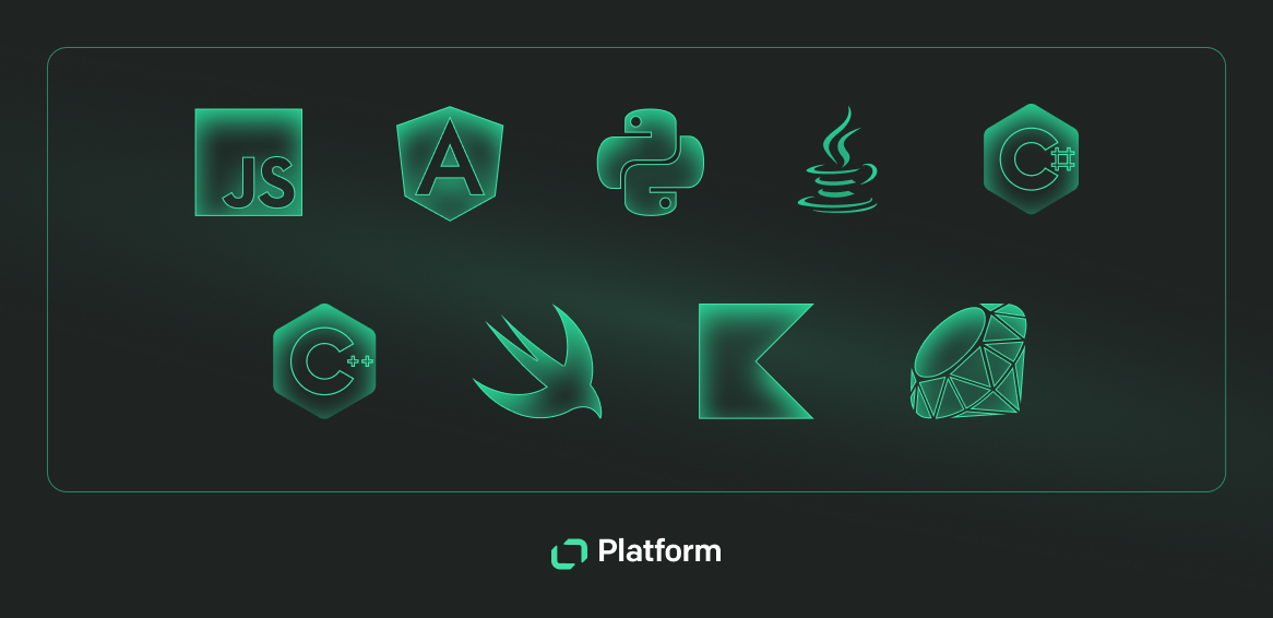 Text Platform popular programming languages icons