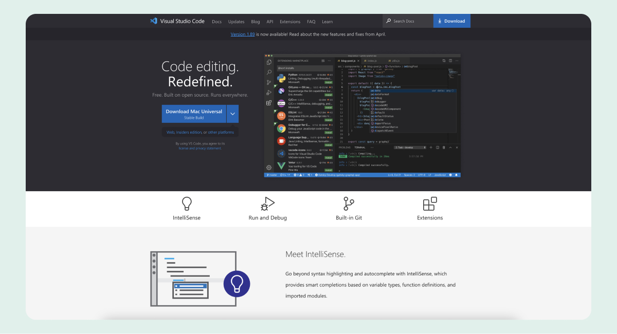 Visual Studio Code website
