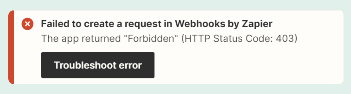 Zapier failed webhook information